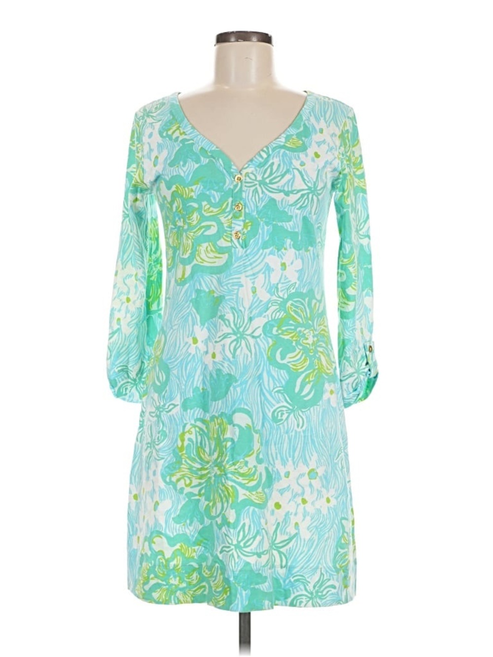 Lilly Pulitzer Women’s Wave Rider Floral V-Neck Pima Cotton Dress M - Picture 3 of 8